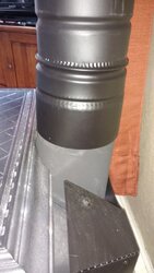 Airgap where woodstove collar meets the chimney stove adapter