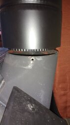 Airgap where woodstove collar meets the chimney stove adapter