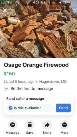 [Hearth.com] Osage orange listed as a cord for $150