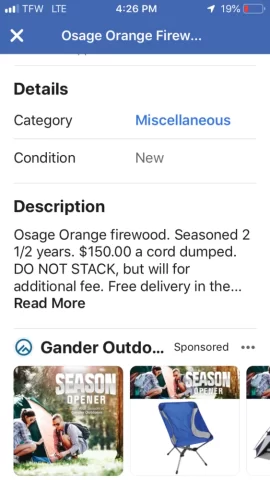 [Hearth.com] Osage orange listed as a cord for $150