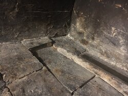 Sinking masonry in fireplace floor