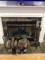Wood burning fireplace surround