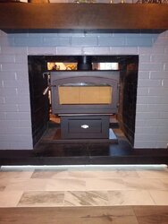 Wood burning stove inside DOUBLE sided fireplace