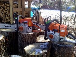 Cut some wood with the MS250 and 361 today