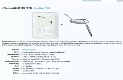 [Hearth.com] Slab sensor thermostat