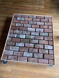 Mortar or thin-set mortar for filling brick joints in hearth pad?