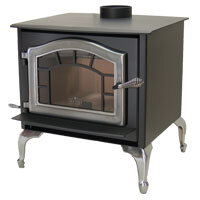 Kuma- wood stove photos of pewter doors/legs or stainless? Buying blind