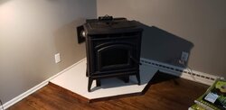 PelPro stove installed 16" from wall; should be 3". What can we do?