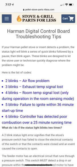 2 blink error code on P43 | Hearth.com Forums Home