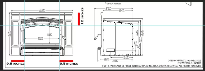 Wood insert for an unusual fireplace