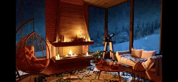 [Hearth.com] Beautiful pic & sounds crackling fireplace with howling winter winds!