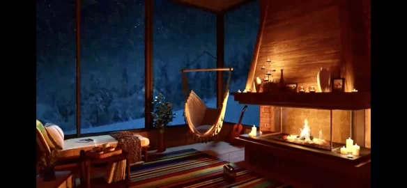 [Hearth.com] Beautiful pic & sounds crackling fireplace with howling winter winds!