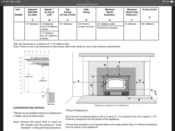 Wood insert clearance  Hearth extension