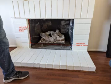 Raising the hearth and bottom of firebox of a gas fireplace by 4 inches