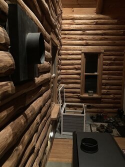 Masonry thimble through log wall setup help