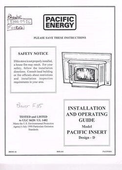 Flame Shield for Pacific Energy Model Pacific Insert Design-D
