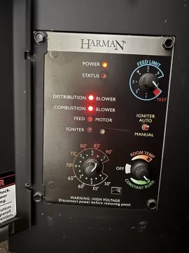 First post. Harman p35 stopped working. Won't feed pellets, but status  light is off and combustion blower light stays on. Loud buzzing |  Hearth.com Forums Home