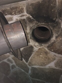 Connecting wood stove pipe to tee of flex liner