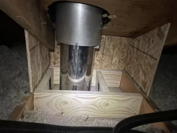 Chimney through attic space without attic insulation shield. (first time install)