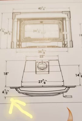 Hearth floor clearance, wood insert