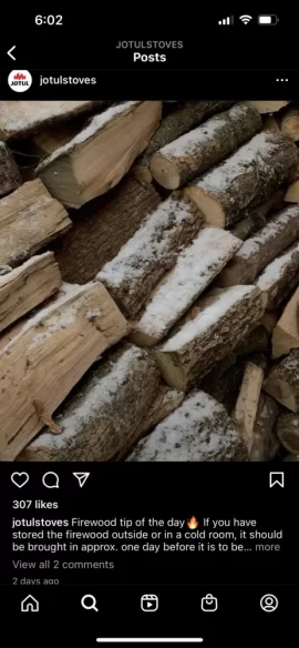 Pre-Heating wood: Jotul on Social Media