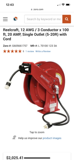 Installing 100 ft 20 Amp Retractable  extension cord in garage for electric snow blower, car vac…etc