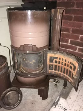 [Hearth.com] Non-wood vintage oil camp space heater!