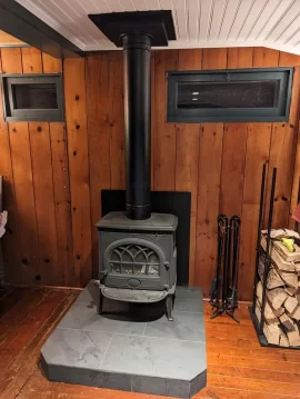 Jotul F3CB floor protection rear measurement with reduced clearance