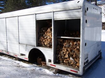Beverage trailers/truck bodies for firewood