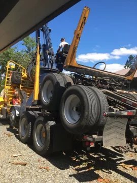 Log truck loads of firewood in the pnw.