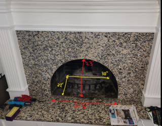 Can't find insert model that fits arched hearth