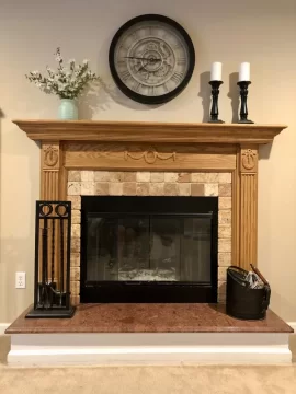 Lower wood burning fireplace hearth?