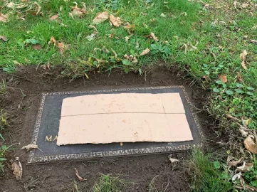 Cleaning Bronze Veteran Ground Level Flat Grave Marker Headstone