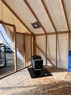 Canvas Wall Tent with old Woodland Stove need pipe help.