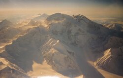 Mt McKinley from airplane window.