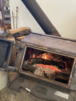 Old Nordic Stove, Ceiling Box Sizzling/Caught Fire