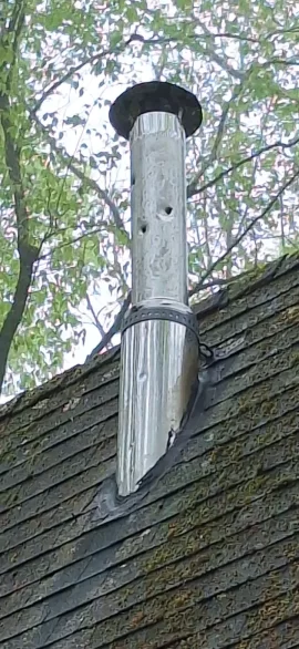 [Hearth.com] Neat Old Boy Scout A-Frame - Looking for rec's on materials & approach for redoing the chimney liner and vent