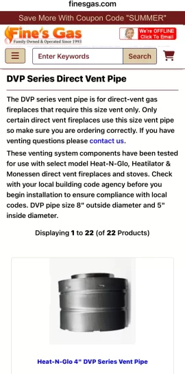 [Hearth.com] Old Heat n Glo DV Pipe and fittings