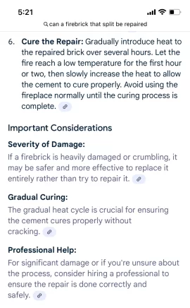 [Hearth.com] Has anyone repaired a cracked firebrick with refractory cement?