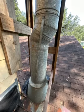 [Hearth.com] Help Identifying old chimney system/advice about how to deal with Frankenstein-ed  chimney extension.