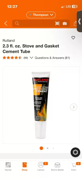 [Hearth.com] Wood burning stove Door gasket.