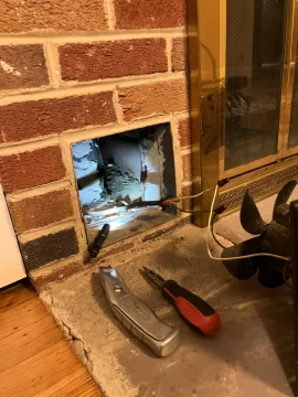 [Hearth.com] Installing a Harmon Accentra 52i TC into a 1950s brick wood burning fireplace with metal fire box