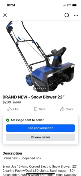 [Hearth.com] Snow Joe corded electric snow blower thermal breaker tripped twice and electric burning smell?