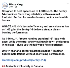 [Hearth.com] News on Blaze King Sentry 14?