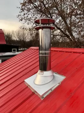 [Hearth.com] Wood stove boot on metal roof