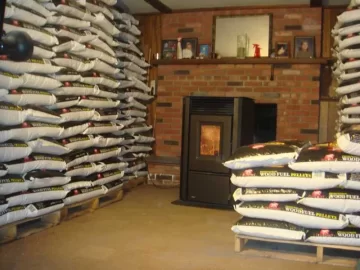 [Hearth.com] Pics New Enviro Maxx stove and 460 bags of Somerset pellets