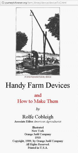 [Hearth.com] Treasure trove of handy farm devices & instructions how to make them (100-year old manual!)