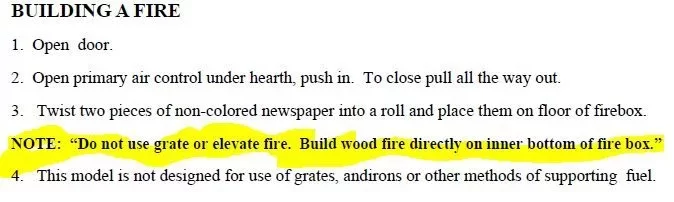[Hearth.com] Build Fire on a Grate or on Floor of Stove
