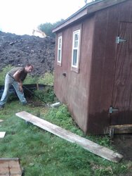 DIY Shed MOVING 101 - How to move a 8x12 shed the hard way! See final pic.
