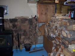Started burning - basement woodbox filled up.